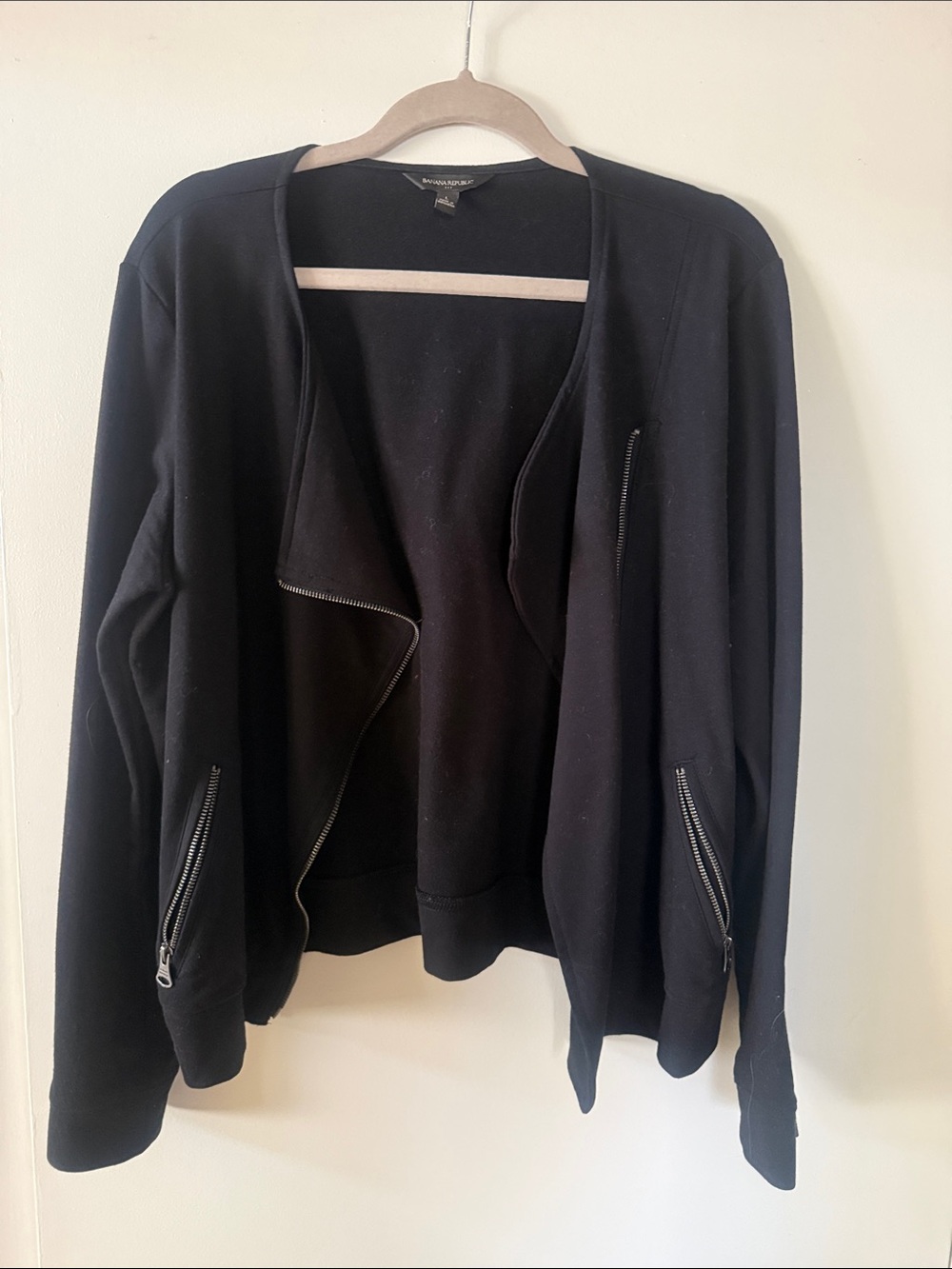 Banana Republic Black Zip-Detail Open Front Jacket
